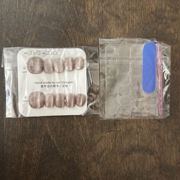 Handmade Pearl Pink Cat Eye Toenails Press-On Toenails Set - Picture 5 of 8